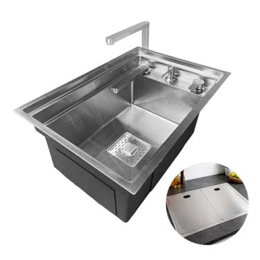 Imagem de Cuba de Cozinha Invisível com Torneira Purificador Completa Hide Luxo Aço Inox 304 Brinovar