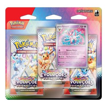 Imagem de Jogo de Cartas - Pokémon Blister Triplo - Evoluções Prismáticas - Sylveon - Copag