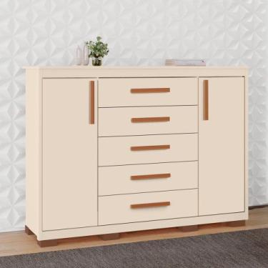 Imagem de Comoda Essence 5 gavetas e 2 portas 100 em MDF - MH Móveis, Off White 