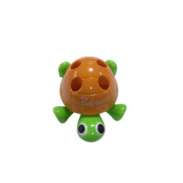 Imagem de Apontador com Depósito e porta-lápis Tartaruga ROKE Verde para Uso Escolar e Doméstico em Plástico Resistente