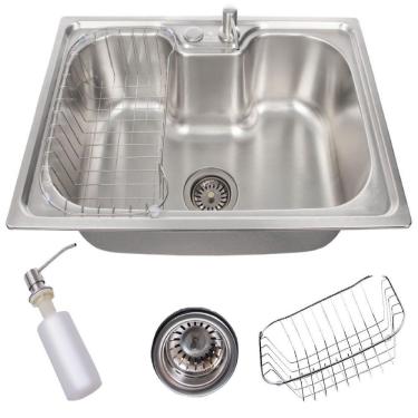Imagem de Cuba de Cozinha Gourmet 50x40cm Retangular de Embutir e Sobrepor Aço Inox com Escorredo...