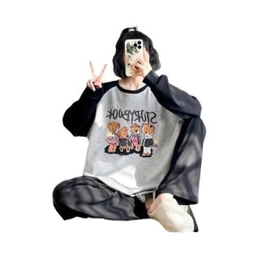 Imagem de Conjunto De Pijamas Femininos Estilo Coreano, Confortáveis Para Primav