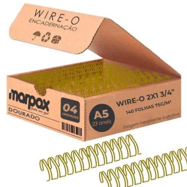 Imagem de Wire-o para Encadernação 2X1 A5 Dourado 3/4 para 140fls 04un - Marpax