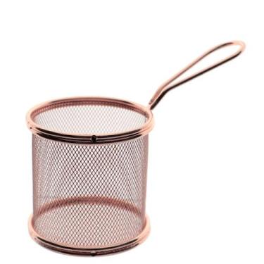 Imagem de Mini cesta Fry redonda inox rose 8,5x9cm -Dynasty, 3 meses por defeito