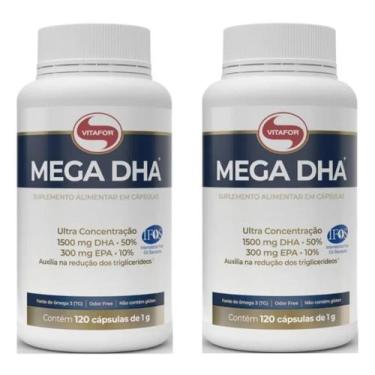 Imagem de kit 2 Omega 3 MEGA DHA 1500mg Vitafor Suplemento 240 Caps