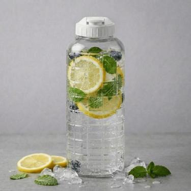 Imagem de Garrafa De Vidro 1300ml Limpeza Facil Tampa Branca Conserva Sucos Livr