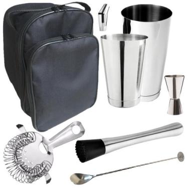 Imagem de Kit Barman Com Bolsa Colher Bailarina Coqueteleira 7pçs B6 - NLS