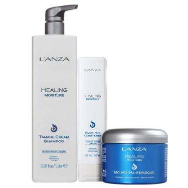 Imagem de Kit L'Anza Healing Moisture Shampoo 1 litro + Condicionador 250ml + Má