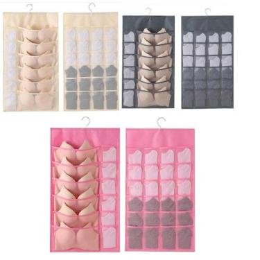 Imagem de Cabide Organizador 36 Bolsos Dupla Face Porta Sutiã Lingerie Closet Mu