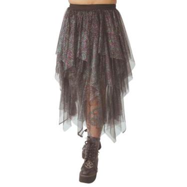 Imagem de Saia Tule Em Camadas Glitter Sharon Den Adel - Trapézia, Único, Preto