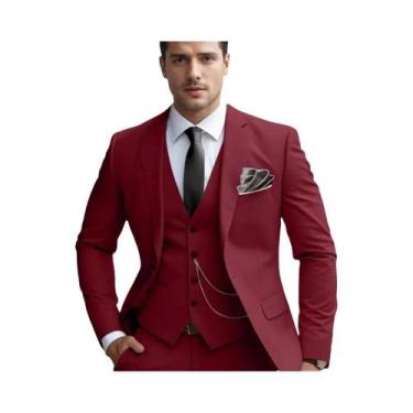 Imagem de Conjunto Masculino Slim Fit De Blazer, Colete E Calça Para Casamento, 
