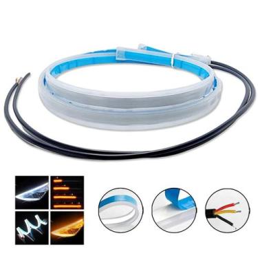 Imagem de Fita Led Farol Seta DRL Par Automotivo Carro Moto Adesivo Flexivel 60c