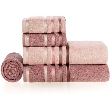 Imagem de Jogo de Banhão Karsten Felpudo Lumina 5 Peças Rosa Vintage
