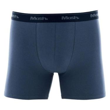 Imagem de Cueca Boxer Longa Mash Masculina Algodão Cotton Elástico, Azul jeans e