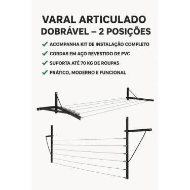 Imagem de Varal retratil de parede muro mão francesa alfa varal - ALFA VARAL DOB