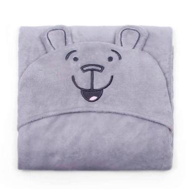 Imagem de Manta com Capuz Buettner Microfibra Infantil Teddy 90cmx90cm Cinza Claro