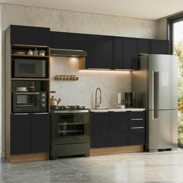 Imagem de Armário de Cozinha Completa 350 x 60 cm Rustic/Preto Lux Madesa 02