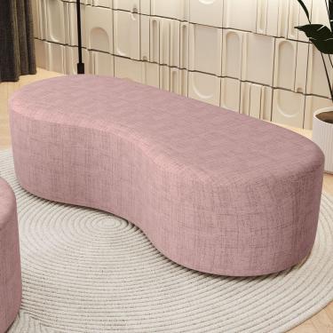 Imagem de Puff Decorativo Orgânico para Living Quarto 140cm Orbit W01 Linho Rosa - Lyam Decor