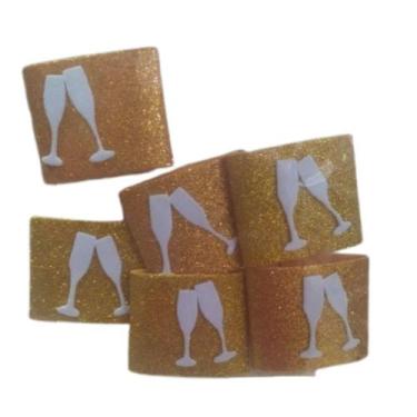 Imagem de Porta Guardanapo Eva Ano Novo Dourado Com Glitter - 6 Un - ROMAFELE