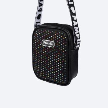 Imagem de Bolsa Infantil Pampili Strass Coloridos Preta 600.1207, Preto