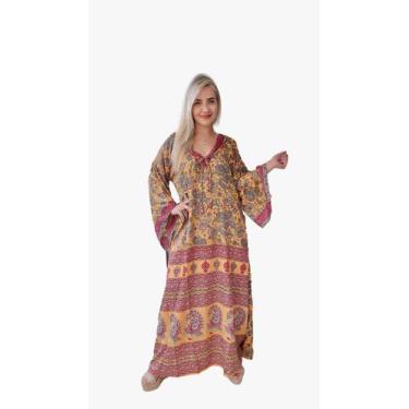 Imagem de Vestido Longo Indiano Tipo Kaftan Toque de Seda Lançamento - Cod. 5003