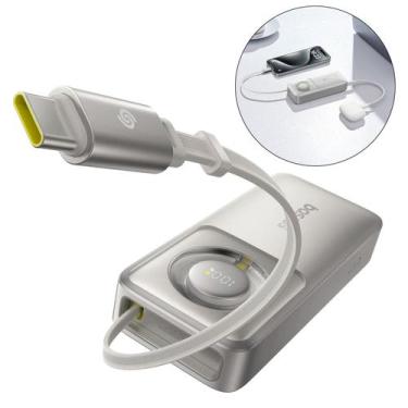 Imagem de Carregador Power Bank 10.000mAh 30W Turbo Portátil Com Cabo USB-C Base
