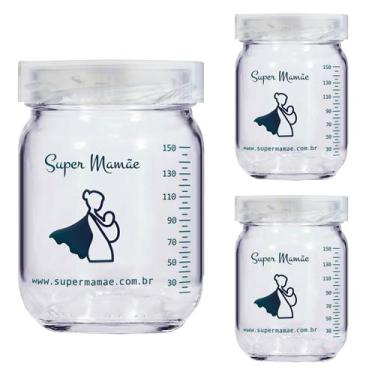 Imagem de Pote de Vidro para Leite Materno 150ml Super Mamãe Original - 3 unidad