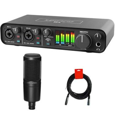 Imagem de Interface de Áudio MOTU M4 USB-C com Microfone AT2020 e Cabo XLR