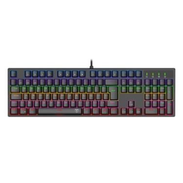Imagem de Teclado Mecânico T-Dagger Rebel Rainbow Switch Marrom USB Preto - T-TG