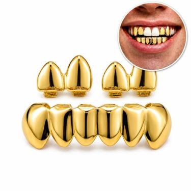 Imagem de Grillz 6 Dentes Dourado Inferiores 2 Pares Superiores - Wb