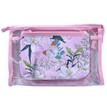 Imagem de Kit Nécessaire 03 pçs Porta Maquiagem - AG3022 - ds, Rosa