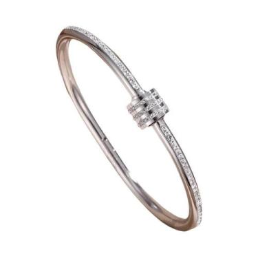Imagem de Conjunto De Pulseiras Empilháveis De Aço Inoxidável Com Zircônia Brilh