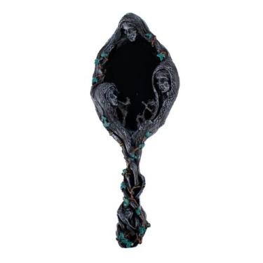 Imagem de Espelho de Mão Negro Wicca 30cm Resina - Lua Mística - 100% Original -