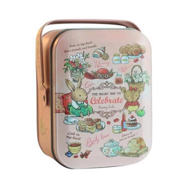 Imagem de Lata De Metal Retrô Coelhinho Branco Para Doces, Caixa De Presente Par