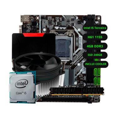 Imagem de Kit de Upgrade para Computador Intel I5 Terceira H61 Desempenho com SSD 240GB e RAM 4GB Solução Completa