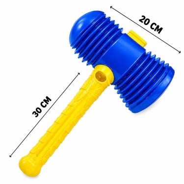 Imagem de Brinquedo Infantil Marreta Biônica com Apito Azul com Amarelo Leve Fácil de Manusear Plástico