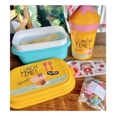 Imagem de 12 Kit Alimentação Infantil Pote Duplo com Talher e Copo 300ml - Inter