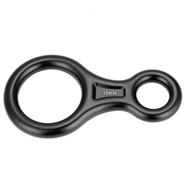 Imagem de Tbest Descensor Terminal 8, 35KN Heavy Duty Climb Alumínio Figura 8 Descensor Aparelhamento, Outdoor Rappel Rock Climbing Equipamento de Resgate Downhill Ring Equipamento Belay Device (preto)