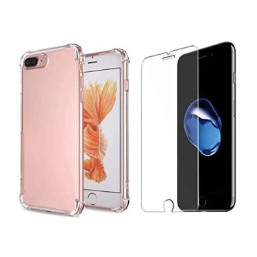 Imagem de Capinha Silicone Antichoque e Pelicula Vidro Compatível com Iphone 7 Plus