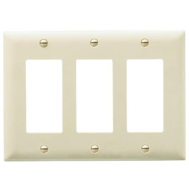 Imagem de Legrand - Pass & Seymour TP263ICC12 Placa de parede de nylon Trade Master com três aberturas decorativas, três entradas, marfim
