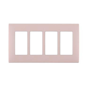 Imagem de Leviton REWP4-FP Renu Four-Gang Placa de parede sem parafusos, Limonada Rosa Fresca