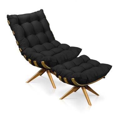 Imagem de Kit 01 Poltrona e 01 Puff Giratório Costela Base