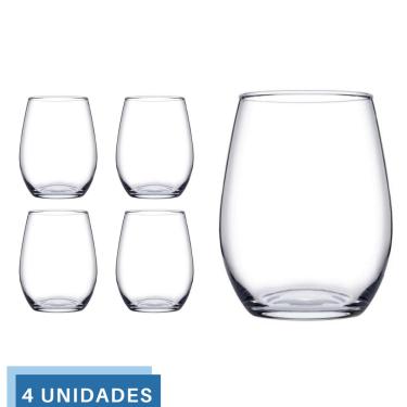 Imagem de kit 4 Copos Vidro Transparente Redondo 440ml Amber Pasabahçe