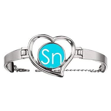 Imagem de N/A N/A Pulseira Chestry Elements Period Table Pobres Metals Tin Sn Heart Jewelry Wire Bangle, medium, metal