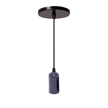 Imagem de 1 Fio Pendente 2m Soquete Liso E27 Cabo Pp Preto Lustre