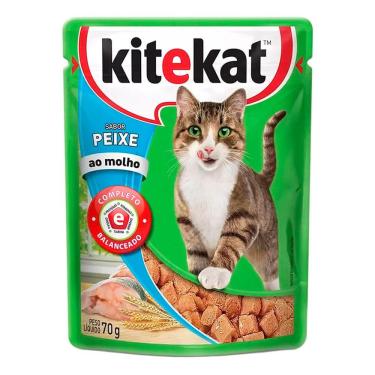 Imagem de Ração Úmida para Gatos KiteKat Adulto Sabor Peixe ao Molho em Sachê 70g