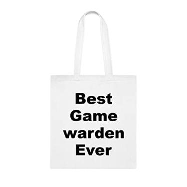 Imagem de Bolsa tote Game Warden, Best Game Warden Ever Bag, presente Game Warden, bolsa de ombro Game Warden, bolsa de ombro Game Warden, bolsas reutilizáveis, ideia de de Natal, Branco