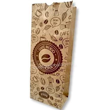 Imagem de Sacos Kraft P/Café 250g Torrado E Moído Na Hora - Kit com 300 unidades - Tamanho 9x23x5,5