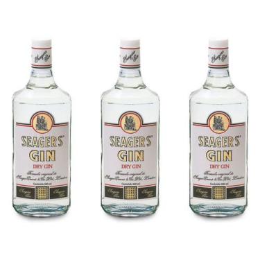Imagem de Gin Seco Seagers London Dry - Kit 3 Garrafas De 1 Litro De Gin Seco Se
