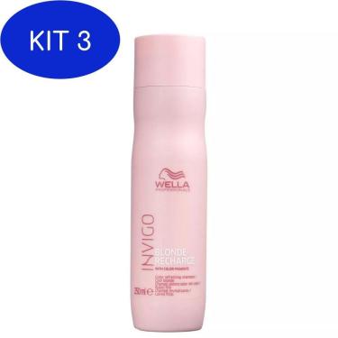 Imagem de Kit 3 Shampoo Wella Invigo Blonde Recharge 250ml